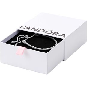 PANDORA Studded chain sterling silver sliding bracelet, with Gift Box, 28 cm