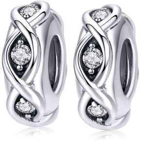 Charm Bracelet Spacer Beads Sterling Silver 2pcs Rubber Stopper Charm Spacer Beads for Pandora Charm Bracelet (A 1153)