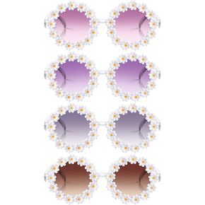 4 Packs Daisy Flower Sunglasses Daisy Shape Round Glasses Novel Floral Party Sunglasses Eyewear for Women