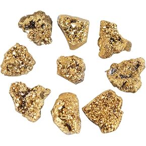 Wowagoga 8 Pcs 15-25mm Natural Pyrite Stone Raw Pyrite Crystal Fools Gold for Cabbing Tumbling Reiki Healing (Gold)