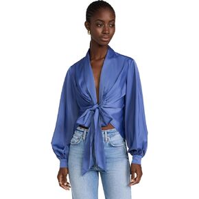 Susana Monaco Women's Matte Satin Tie Blouse