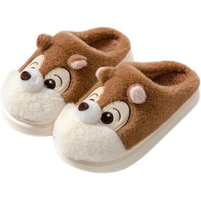 Cute Squirrel Plush Slippers Y2K Animal Cotton Stuff Slippers Home Cozy Furry Fluffy Soft Indoor House Shoes