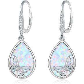 Opal Earrings 925 Sterling Silver Moon/Butterfly Dangle Earrings Stud Leverback Opal Star Moon Jewelry Christmas Gift for Women Sister Wife Daughter Mother