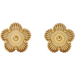 HighSpark Gold Earrings for Women | Designer Gold Clover Stud Earrings | Lovely Gift - Gold