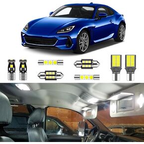7PCS Super Bright White Interior LED Light Kit Package for Subaru BRZ/Toyota GR86 4th 2022 2023 & Up Interior LED Map Dome Door Trunk Brake Reverse Lights and Install Tool