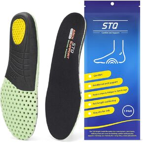 STQ Arch Support Insoles for Women, Orthotic Memory Foam Shoe Inserts for Plantar Fasciitis, Pain Relief, High Arches, Comfort Gel Washable Shock Absorption Insoles Black 7/7.5