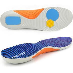 Sport Shock Absorbing Insoles for Men & Large Size Women - Orthotic Comfort Cushions - Pain Relief Inserts for Sneakers - Heavy Support for 220+lbs (MENS12 / WOMENS14)