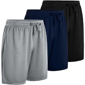 Men Shorts Casual Lightweight Jogging Shorts Quick Dry Gym Running Hiking Shorts with Pockets 3 Pack