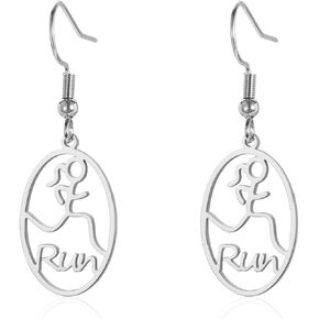 Fashion Runner Dangle Earring Marathon Runner Gifts for Women Stainless Steel Sport Hoop Earrings Running Jewelry Gift