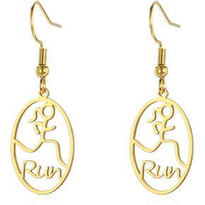 أزياء عداء استرخى القرط هدايا عداء الماراثون للنساء الفولاذ المقاوم للصدأ الرياضة هوب أقراط تشغيل المجوهرات هدية in Kuwait