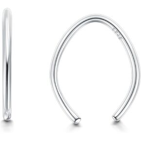 CHIC & ARTSY 925 Sterling Silver Open Hoop Earrings Small Hoop Earrings for Women Half Hoop Cartilage Piercing Adjustable Huggie Earrings