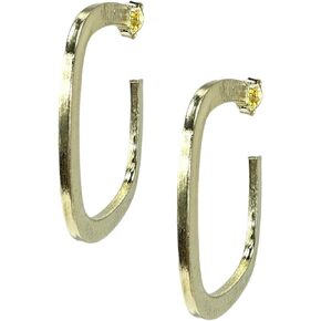 Elisa Flat Square Womens Hoop Earrings in 18k Brushed Gold Plated