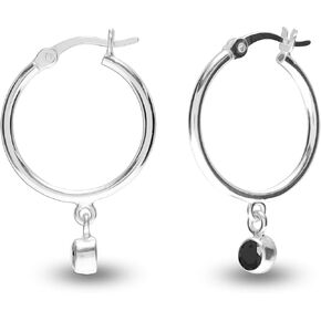 LeCalla 925 Sterling Silver Jewelry Gemstone Birthstone Hanging Charm Hoop Earrings for Teens and Women (3MM Round)