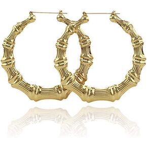 Bamboo Oversized Bamboo Hoop Earrings for Women (Circle)