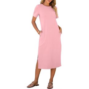 ANRABESS Women Summer Midi Dress Casual Crewneck Short Sleeve T Shirt Dresses Stripe Beach Vacation Spring Fashion Clothes