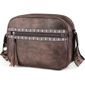 حقائب FADEON Crossbody للنساء مصممة حقيبة كروس بودي من جلد البولي يوريثان محفظة كتف بحزام عريض وشرابة in Kuwait