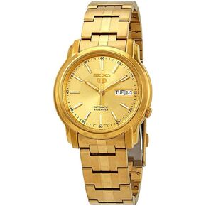 Seiko 5 SNKL86 Men's Gold Tone Stainless Steel Gold Dial Automatic Watch
