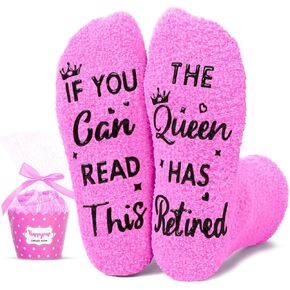 HAPPYPOP Funny Gifts Ideas Socks for Women - Retirement Gifts 2025, Retired Gifts Mom, Funny Realtor Retired Socks