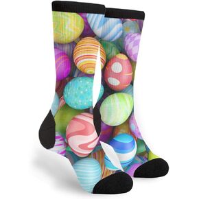 Colorful Beautiful Easter Eggs Men Women Casual Crazy Funny Athletic Fancy Novelty Graphic Crew Tube Socks Moisture Wicking Gift