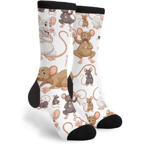 NGFF Cartoon Rats Men Women Casual Crazy Funny Athletic Sport Colorful Fancy Novelty Graphic Crew Tube Socks