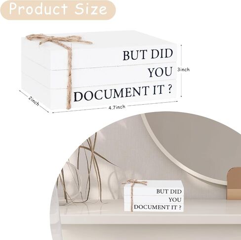 Wooden Decorative Books for Office Decor, But Did You Document It Sign, Rustic White Book Stack Faux Books for Office School Table Shelf Mantle in Saudi Arabia