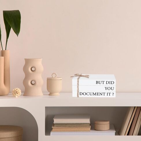 Wooden Decorative Books for Office Decor, But Did You Document It Sign, Rustic White Book Stack Faux Books for Office School Table Shelf Mantle in Saudi Arabia