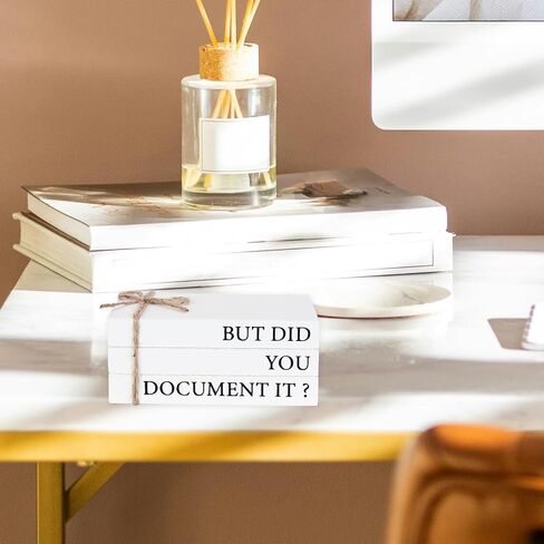 Wooden Decorative Books for Office Decor, But Did You Document It Sign, Rustic White Book Stack Faux Books for Office School Table Shelf Mantle in Saudi Arabia