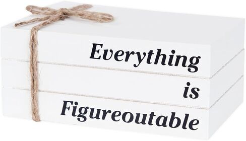 Wooden Decorative Books for Office Decor, But Did You Document It Sign, Rustic White Book Stack Faux Books for Office School Table Shelf Mantle in Kuwait