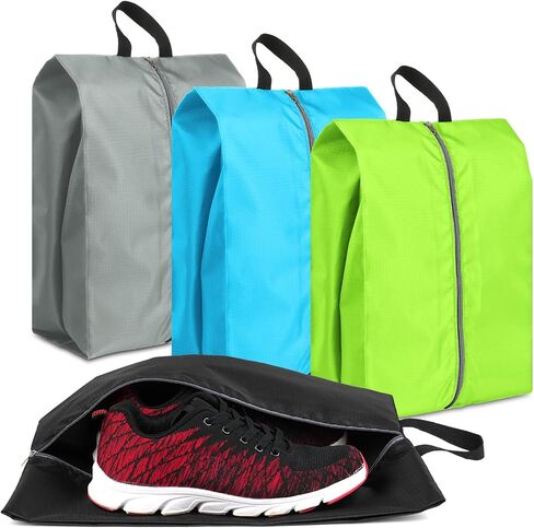 Shoe Bags for Travel Set of 4, Waterproof Oxford Travel Shoe Bags for Packing, Travel Essentials, Large Portable Travel Shoe Storage Bag with Zipper for Women and Men in Saudi Arabia
