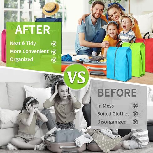 Shoe Bags for Travel Set of 4, Waterproof Oxford Travel Shoe Bags for Packing, Travel Essentials, Large Portable Travel Shoe Storage Bag with Zipper for Women and Men in Saudi Arabia