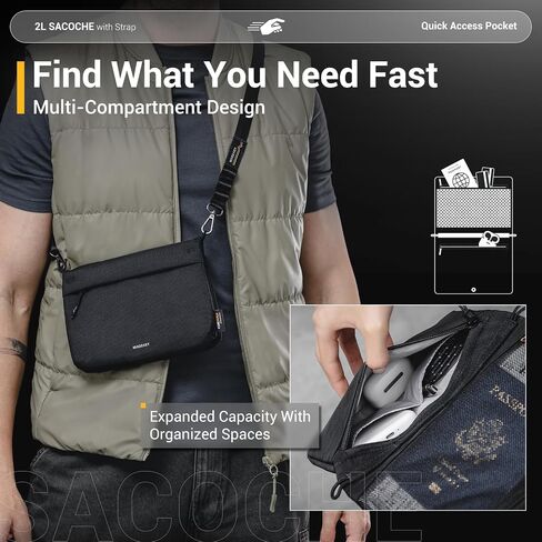 MAGEASY Small Crossbody Bag - Water-Resistant Small Sacoche Bag | Fit 6.9" Phone, Keys, Earbuds, Passport & More - 2L Sacoche in Saudi Arabia