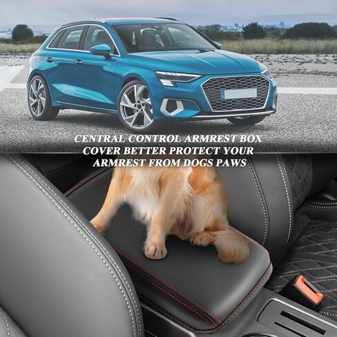 BIBIBO لعام 2024 Audi A3 غطاء وحدة التحكم المركزية، وسادة مسند الذراع 2022 2023 2024 Audi A3 8Y غطاء مسند الذراع Audi A3 الملحقات الداخلية 2022-2024 Audi A3 غطاء مسند الذراع A3 2022-2024 (خط أسود أحمر) in Kuwait