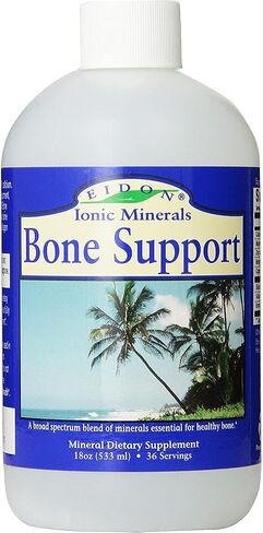 Eidon Mineral Bone Support Liquid Supplement - Ionic Trace Mineral Drops to add to Water for Bone Health, Calcium, Magnesium, Zinc, Manganese, Silica, Sulfur, Boron, Bioavailable - 18 oz in Kuwait
