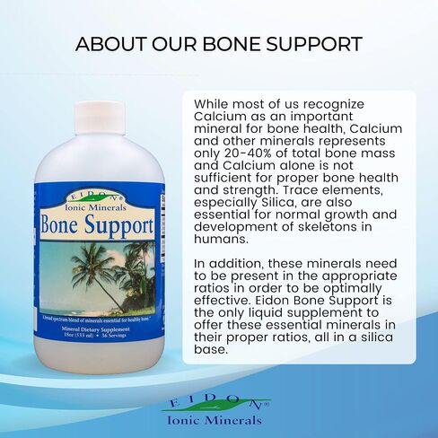 Eidon Mineral Bone Support Liquid Supplement - Ionic Trace Mineral Drops to add to Water for Bone Health, Calcium, Magnesium, Zinc, Manganese, Silica, Sulfur, Boron, Bioavailable - 18 oz in Kuwait