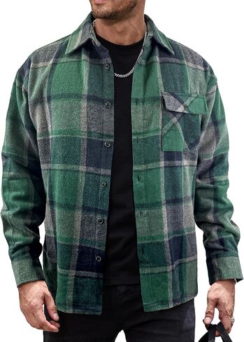 قمصان رجالي من الفلانيل، قمصان كاجوال بأكمام طويلة وأزرار سفلية، وسترات خفيفة الوزن مع جيوب in Kuwait