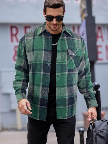 قمصان رجالي من الفلانيل، قمصان كاجوال بأكمام طويلة وأزرار سفلية، وسترات خفيفة الوزن مع جيوب in Kuwait