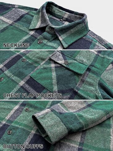 قمصان رجالي من الفلانيل، قمصان كاجوال بأكمام طويلة وأزرار سفلية، وسترات خفيفة الوزن مع جيوب in Kuwait