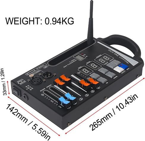 وحدة تحكم الإضاءة DMX، وحدة تحكم DMX 512 بـ 240 قناة لأضواء dj، مزودة بوظيفة النسخ الاحتياطي للبيانات USB باللون الأسود in Kuwait