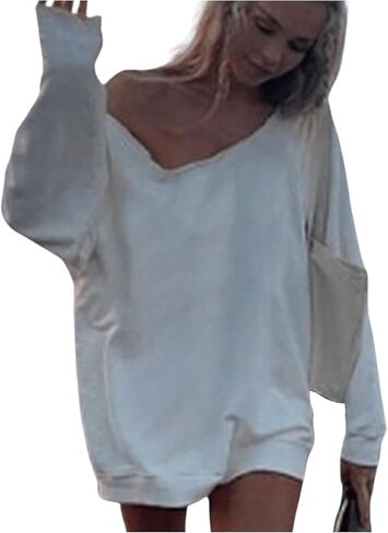 Women's Oversized Off The Shoulder Sweatshirts Long Sleeve Casual Fall Pullover Tops in Saudi Arabia