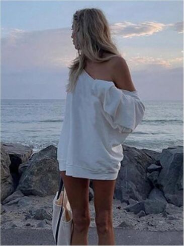 Women's Oversized Off The Shoulder Sweatshirts Long Sleeve Casual Fall Pullover Tops in Saudi Arabia