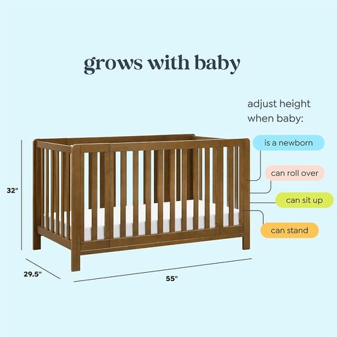 Carter's by daVinci Colby Grow 6-in-1 Convertible Bassinet to Crib in Walnut, GREENGUARD Gold Certified, Removable Wheels in Kuwait