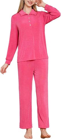 HEARTNICE Women Pajama Set Soft Long Sleeve Pajamas for Women Lightweight Sleepwear Lounge Pjs Set with Pockets in Saudi Arabia