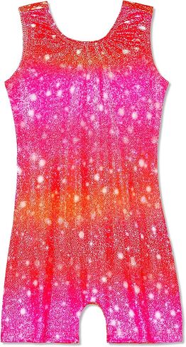 Domusgo Gymnastics Leotards for Girls Sparkly One-Piece Pro Kids Unitard Biketards with Shorts in Kuwait
