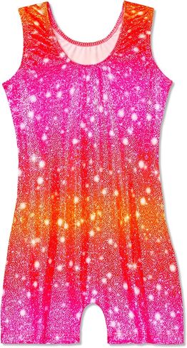 Domusgo Gymnastics Leotards for Girls Sparkly One-Piece Pro Kids Unitard Biketards with Shorts in Kuwait