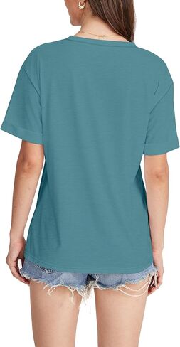 WIHOLL Womens T Shirts V-Neck Short Sleeve Summer Tops Casual Basic Tees 2025 Trendy in Saudi Arabia