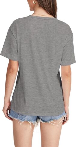 WIHOLL Womens T Shirts V-Neck Short Sleeve Summer Tops Casual Basic Tees 2025 Trendy in Saudi Arabia