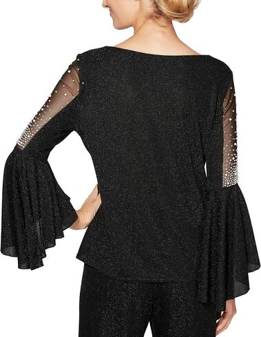 Alex Evenings Women's Metallic Knit Blouse, Formal Dress Shirt (Petite and Regular Sizes) in Kuwait