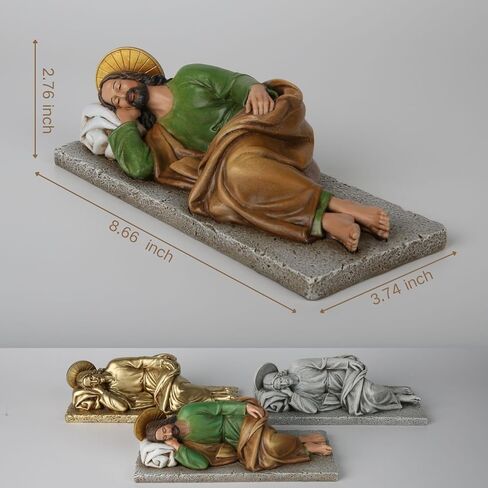 Renaissance Sleeping St. Joseph Statue,Home Décor Sleeping Joseph Statue,Catholic Statue Patrons for Church,Devout Gift,Prayerful Inspiration,9 inches L Saint Joseph Statue（Full Color） in Kuwait