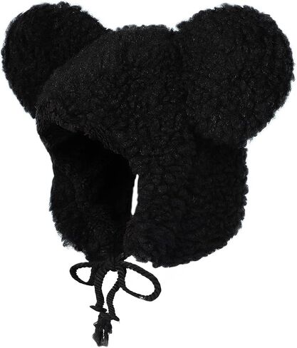 Fuzzy Bear Beanie Hat Faux Fur Trapper Cap Windproof Thermal Ushanka Plush Trooper Hat Winter Warm Sherpa Peruvian Cap Women in Saudi Arabia