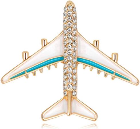 White Rhinestone Airplane Enamel Charms Jewelry Party Badge Banquet Scarf Pins Gifts in Kuwait